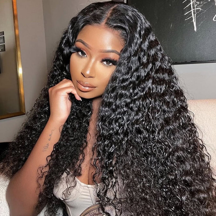Long Lace Front Wig 22-36 Inch Deep Wave HD Lace Human Hair Wigs For Black Women