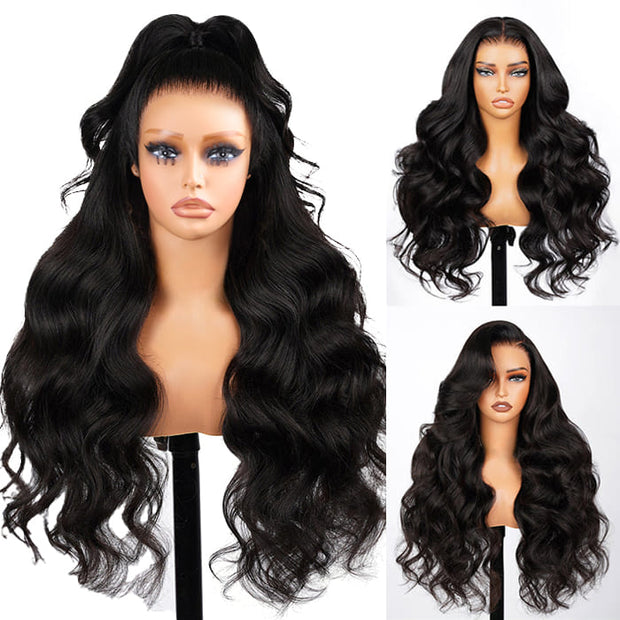 Glueless 280%  Density 13X6 Full HD Lace Body Wave Lace Frontal Wig Pre Bleached Pre Plucked Super Thick Human Hair Wig