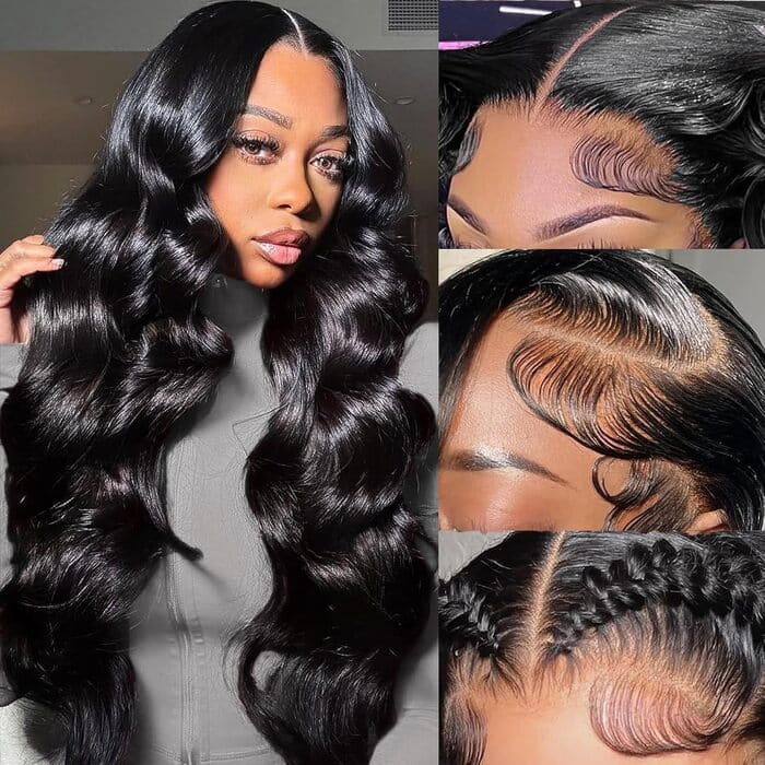 28 Inch Human Hair Glueless Lace Front Wig 220% Density Pre Plucked 28 Inch Body Wave Lace Front Wigs Human Hair Pre Plucked 5x5  main image 2