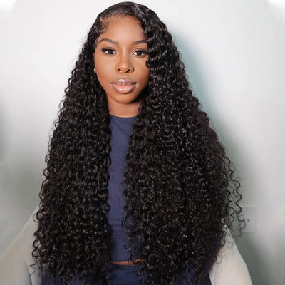 Pre All Everything Pre Bleached  Pre Cut With Magic Tape HD Lace Curly Glueless Human Hair Wigs