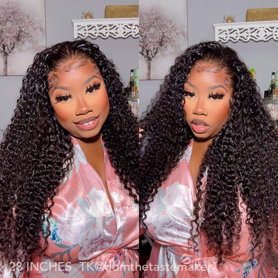 Pre All Everything Pre Bleached  Pre Cut With Magic Tape HD Lace Curly Glueless Human Hair Wigs