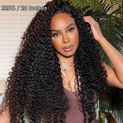 Pre All Everything Pre Bleached  Pre Cut With Magic Tape HD Lace Curly Glueless Human Hair Wigs
