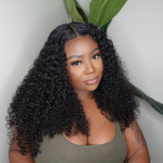Pre All Everything Pre Bleached  Pre Cut With Magic Tape HD Lace Curly Glueless Human Hair Wigs
