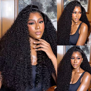 Pre All Everything Pre Bleached  Pre Cut With Magic Tape HD Lace Curly Glueless Human Hair Wigs