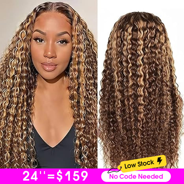 #4/27 Highlight Color Pre Cut 5x5 HD Lace Front Wigs Deep Wave Human Hair Wigs 180% Density