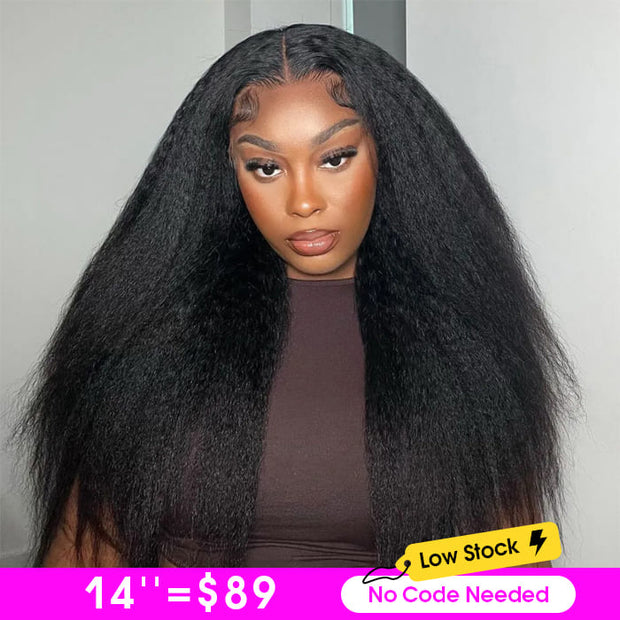 Clearance Sale|Kinky Straight 13x4 HD Transparent Lace Front Wig 180% Density Flash Sale