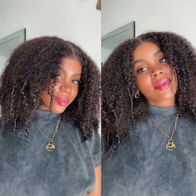 Layered Cut Popping Afro Curly Lace Front Wig Pre Cut Lace Pre Bleached Real Glueless HD Lace Human Hair Wigs For Black Women 220%