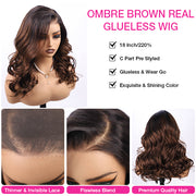 280% Barrel Curls Glueless Left C Part Wig Bleached Knots Pre Cut 8X5 HD Lace Closure Human Hair Wigs