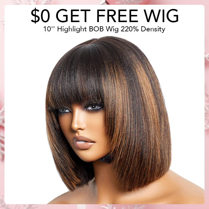 Cynosure Hair Pay $0 Get Valuted $109 Highlight Bob Wig With Bangs (Limited)