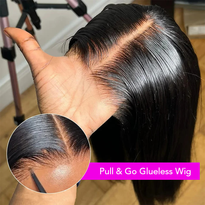 Pull Go 13X6 HD Lace Front Wigs With Drawstring Cap Silky Straight Human Hair Wig
