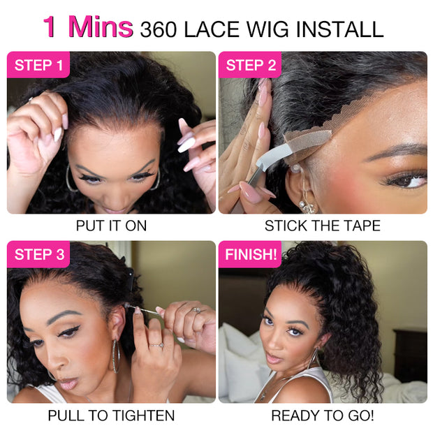 New Hidden Strap 360 Lace Frontal Wigs Kinky  Straight HD Lace Front Human Hair Wigs Pre Plucked Pre Bleached Natural Around Kinky Edges