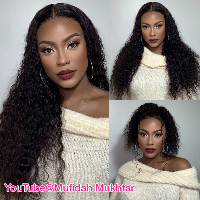 Glueless 360 Around Lace Frontal Water Wave Wigs With Adjustable Elastic String Affordable Human Hair Wigs