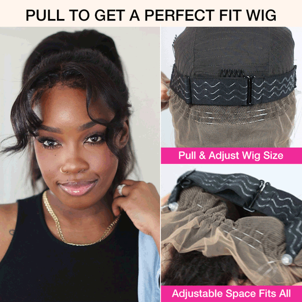 4C Edges Glueless 360 Lace Frontal Wigs With Hidden Elastic Strap kinky Straight or Curly Affordable Snug Fit Human Hair Wigs