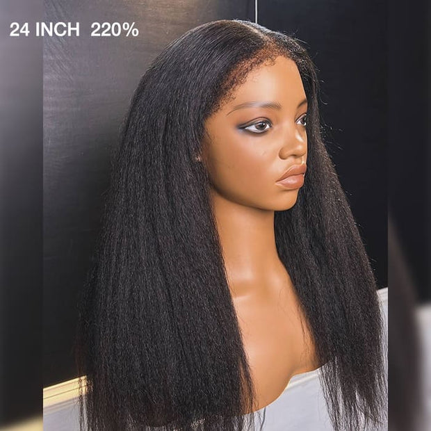 New Hidden Strap 360 Lace Frontal Wigs Kinky  Straight HD Lace Front Human Hair Wigs Pre Plucked Pre Bleached Natural Around Kinky Edges