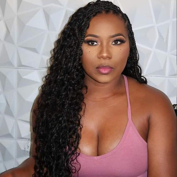 Pre All Glueless Loose Curls 13X6 Full Lace Wig With Hand-made Boho Style Braided Parting Pre-Bleached /Pre-Plucked High Quality Human Hair Wig