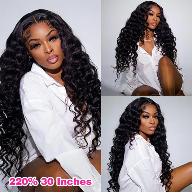 13X4 Lace Loose Deep Black Quick & Easy Glueless Wig With Breathable Cap Glueless HD Lace Front Wigs Beginner Friendly
