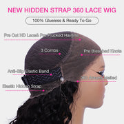 New Hidden Strap 360 Lace Frontal Wigs Kinky  Straight HD Lace Front Human Hair Wigs Pre Plucked Pre Bleached Natural Around Kinky Edges