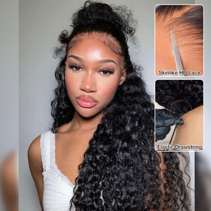 ユージーン　wig新品 Pull Go Deep Wave Undetectable Skin Melt HD Lace 13x4 180% Human