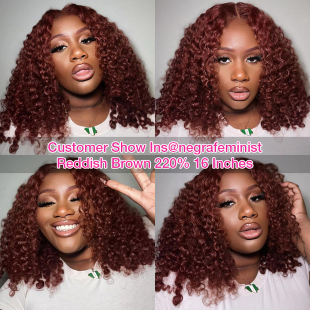 2 Wigs=$189|20 Inch 5X5 Pre Cut Lace 1B27 Body Wave+18 Inch 5X5 Pre Cut Lace Reddish Brown Curly Wig