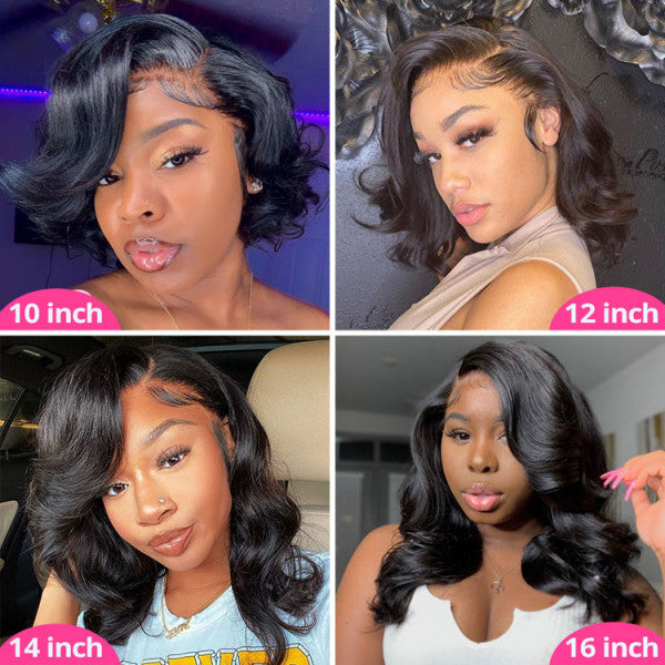 220% Density Short Body Wave Bob HD Lace Front Wigs Pre Plucked Pre Bleached Human Hair Bob Wigs For Women|Black Friday Sale