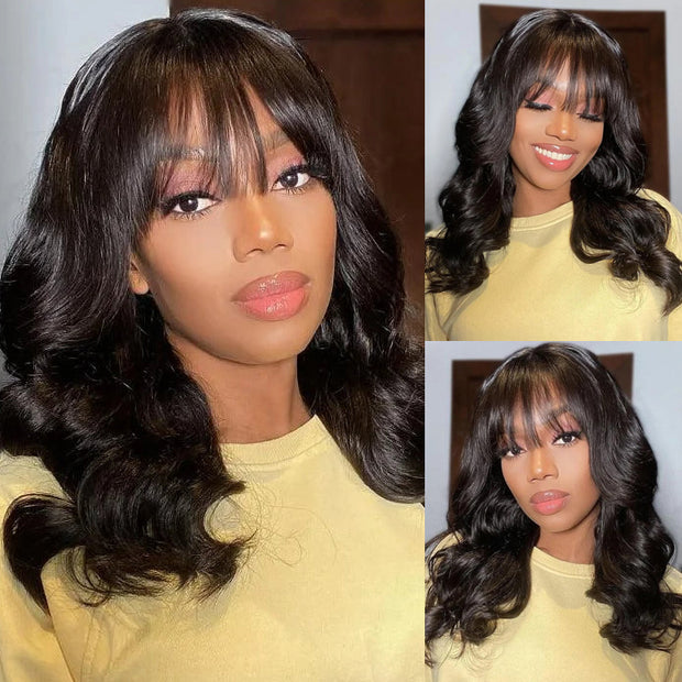 Clearance Sale| Glueless HD Lace Human Hair Wigs With Bangs Affordable Body Wave And Straight Hair Wigs