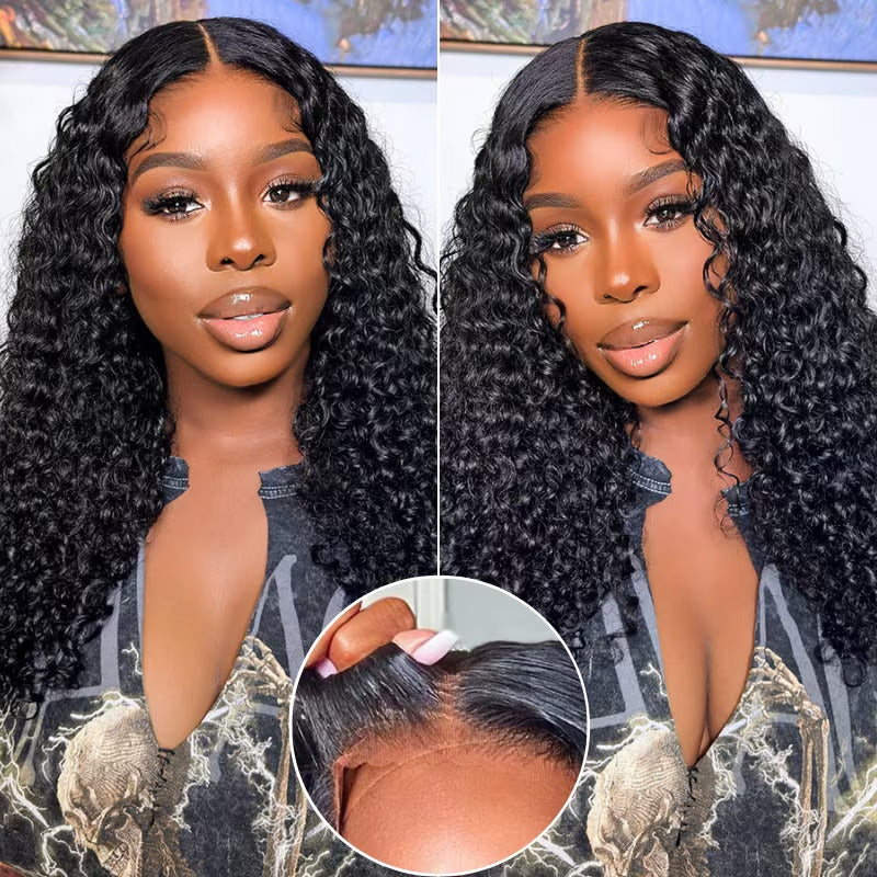 Pre All Everything 8x5 Pre Cut HD Lace Curly Glueless Human Hair Wig With Pre Bleached Knots