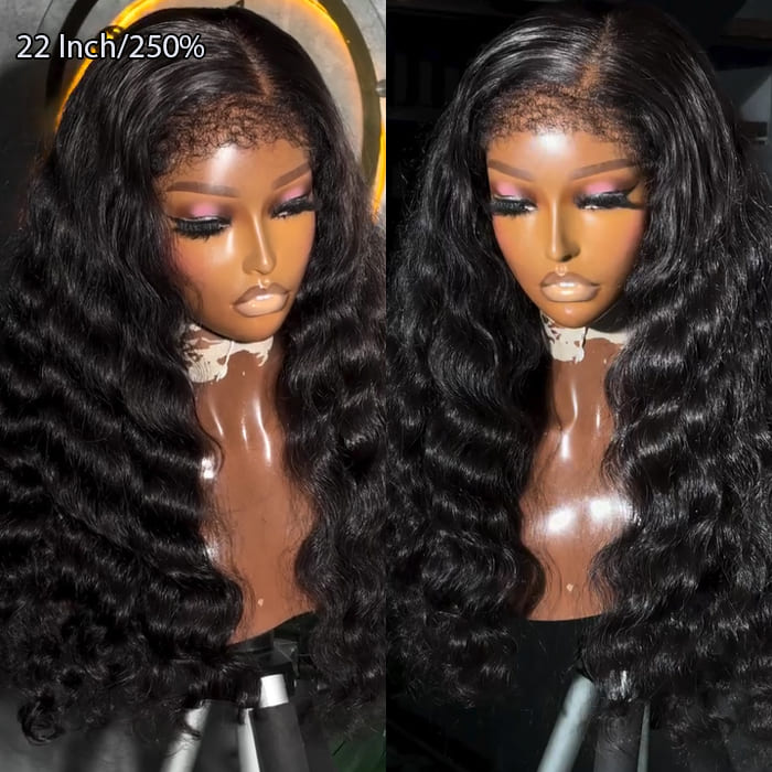 4C Edges Glueless Loose Deep Wave HD Lace Wig 250% Density Glueless Popping And Fluffy Luxury Human Hair Wig