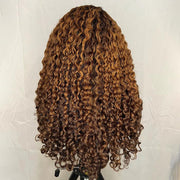 HD Lace Wig ombre brown 4c edge curly wig