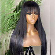 Wipsy Bangs Butterfly Layered Straight Wig Pre Cut 13x4 HD Lace Human Hair Wigs With Adjustable Strap
