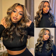 Glueless Curtain Bangs Body Wave Pre Cut HD Lace Wig Butterfly Hair Cut Highlight Honey Blonde Wig