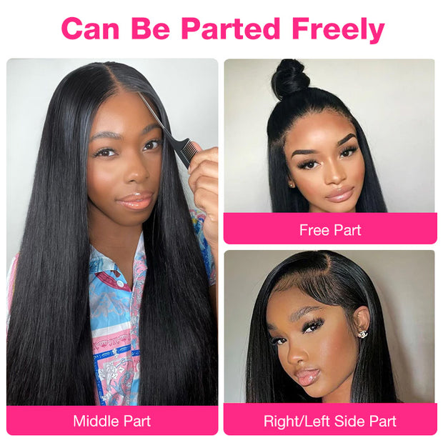 Pre-Bleached Knots Pre-Cut Lace Wig Glueless Wear & Go Straight Human Hair Wig With Pre-plucked Hairline