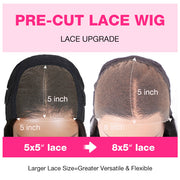 Pre-Bleached Knots Pre-Cut Lace Wig Glueless Wear & Go Straight Human Hair Wig With Pre-plucked Hairline