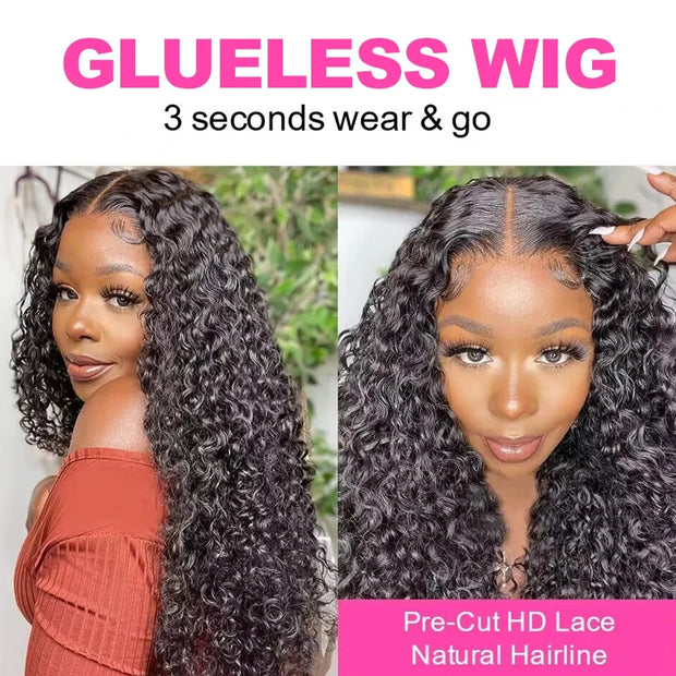 Pre All Everything 8x5 Pre Cut HD Lace Curly Glueless Human Hair Wig With Pre Bleached Knots
