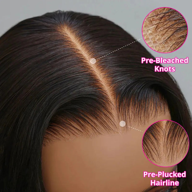 Pre-Bleached Knots Pre-Cut Lace Wig Glueless Wear & Go Straight Human Hair Wig With Pre-plucked Hairline