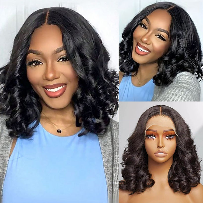 Bouncy And Fluffy Short Loose Wave HD Lace Wig Pre Bleached Pre Plucked Elegant Human Hair Wig For Black Women