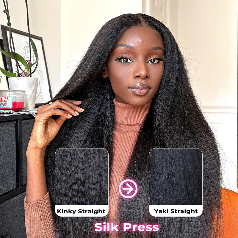 Cynosure Pre Everything New Yaki Straight Glueless Wig Pre Cut 13X6 HD Lace Human Hair Wigs