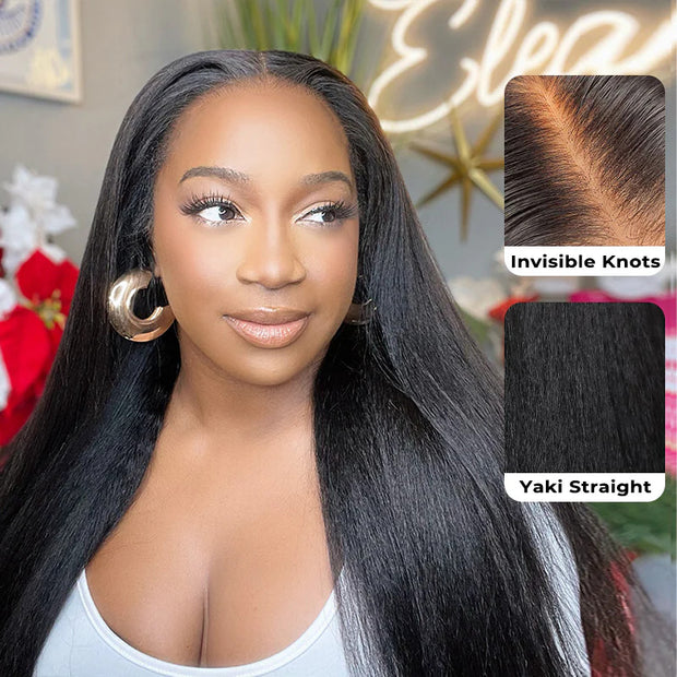 Cynosure Pre Everything New Yaki Straight Glueless Wig Pre Cut 13X6 HD Lace Human Hair Wigs