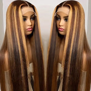 Clearance Sale-Honey Blonde Highlight Straight/Body Wave HD Lace Human Hair Wig