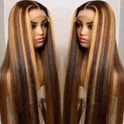 Flash Sale-Honey Blonde Highlight Straight/Body Wave HD Lace Human Hair Wig