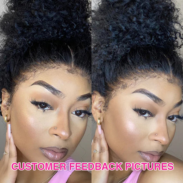 4C Edges Glueless 360 Lace Frontal Wigs With Hidden Elastic Strap kinky Straight or Curly Affordable Snug Fit Human Hair Wigs