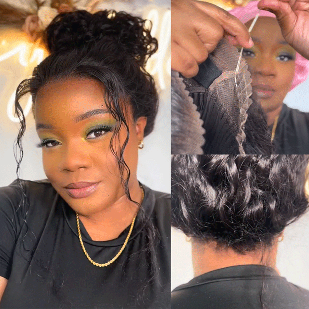 New Glueless 360 Around Lace Frontal Wigs With Adjustable Elastic String Ready & Go Curly Affordable Human Hair Wigs