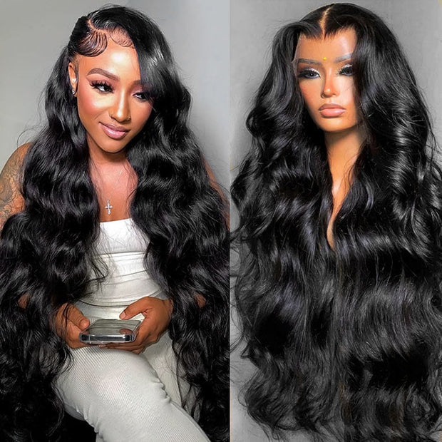 300% Ultra Dense Glueless Body Wave Wig Pre Bleached Pre Cut Invisible Skin Melt 8x5 HD Lace Human Hair Wig
