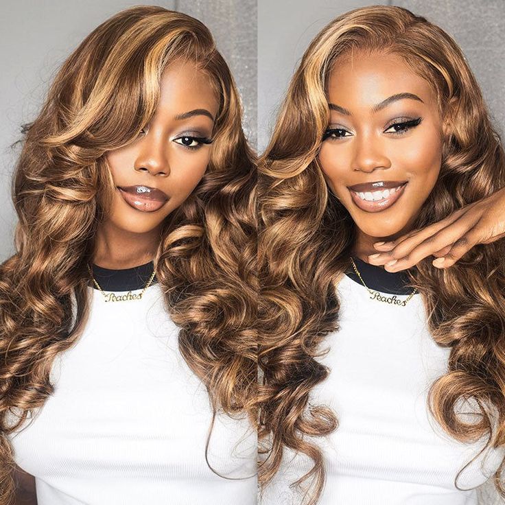 Pull Go 13X6 Pre Cut HD Lace Glueless 3D Body Wave Human Hair Wig With Drawstring #4/27 Highlight Lace Front Wig