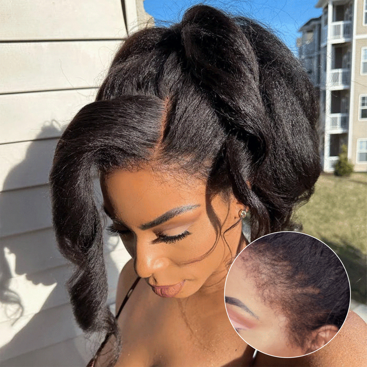 360 Lace Frontal Wigs Kinky Straight HD Lace Front Hidden Strap Human Hair Wigs Pre Plucked Pre Bleached Natural Around Kinky Edges