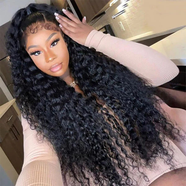 Long Lace Front Wig 22-36 Inch Deep Wave HD Lace Human Hair Wigs For Black Women
