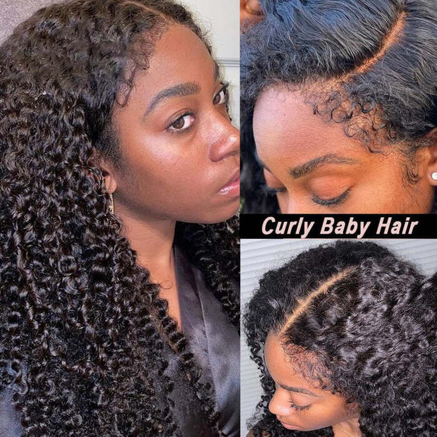 Glueless 4C Edge Hairline Kinky Curly Pre Cut Lace Wig 8x5/13x4 Curly Hair HD Lace Curly Edges Wig