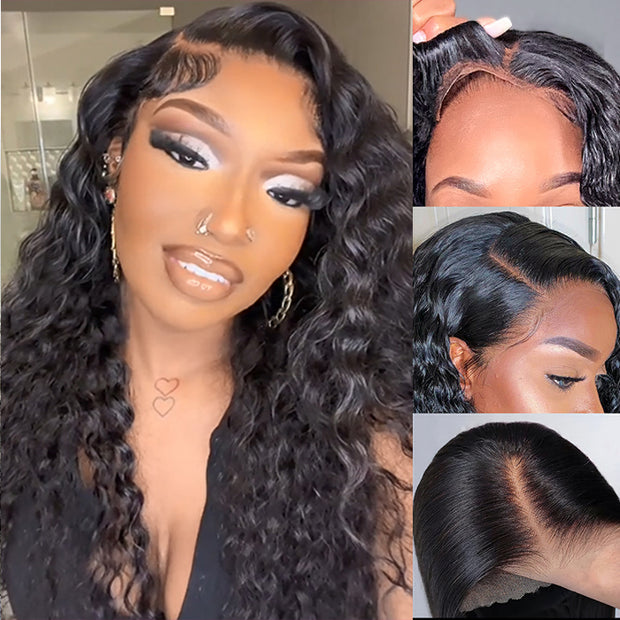 Pre All Everything Glueless Wig 8x5 Pre Cut HD Lace Deep Wave Human Hair Wigs With Pre Bleached Knots