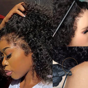Pull & Go 4C Edges Curly Lace Frontal Wig Invisible HD Lace Human Hair Wig With Curly Natural Baby Hairline