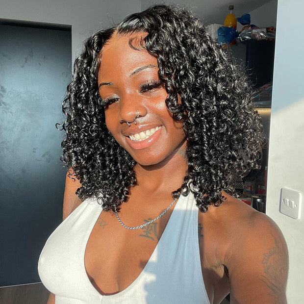 Cynosure Pre-All Finger Coils Dreadlock  Wig 8X5 HD Lace Glueless Big Volume Human Hair Wig Fluffy Afro Curly Wig 300% Density