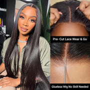 2 Wigs=$189|20 Inches 8X5 Pre Cut lace Straight Wig+22 Inches 4X4 Body Wave Wig With Bangs